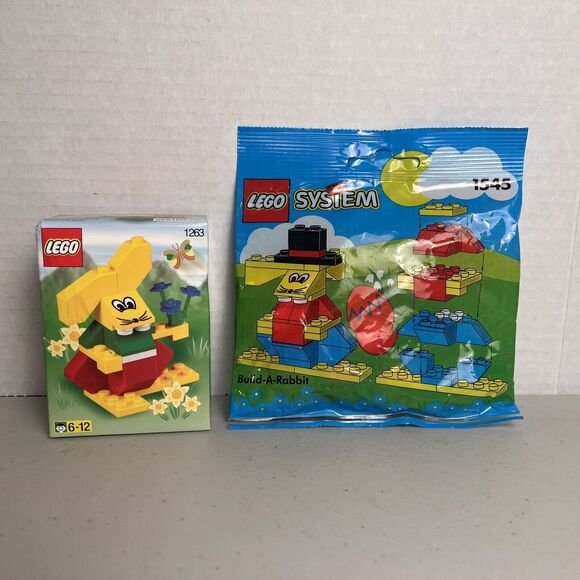 Lego Easter Bunny Lot Build A Rabbit Vintage Year 1992 2000 Retired #1263 & 1545 - Picture 11 of 11